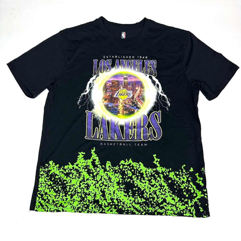LA Lakers NBA Basketball Team Black Portal Tee XXL Screen Print RARE!